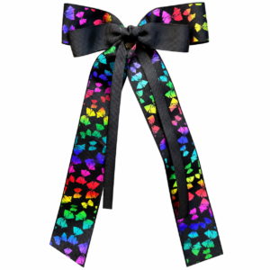 Jojo Black Rainbow Butterfly Medium Tail Hair Bow Clip JOJO19