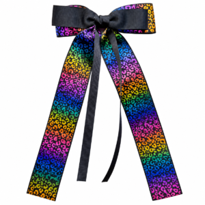 Jojo Black Rainbow Leopard Medium Tail Hair Bow Clip JOJO24