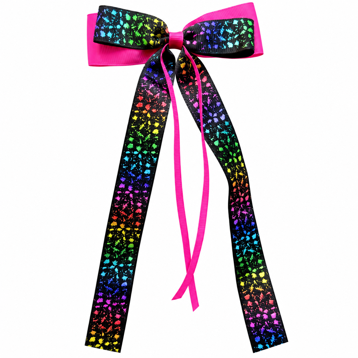 Jojo Black Pink Rainbow Medium Tail Hair Bow Clip JOJO15