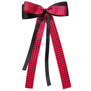 Jojo Black Red Heart Medium Tail Hair Bow Clip JOJO17