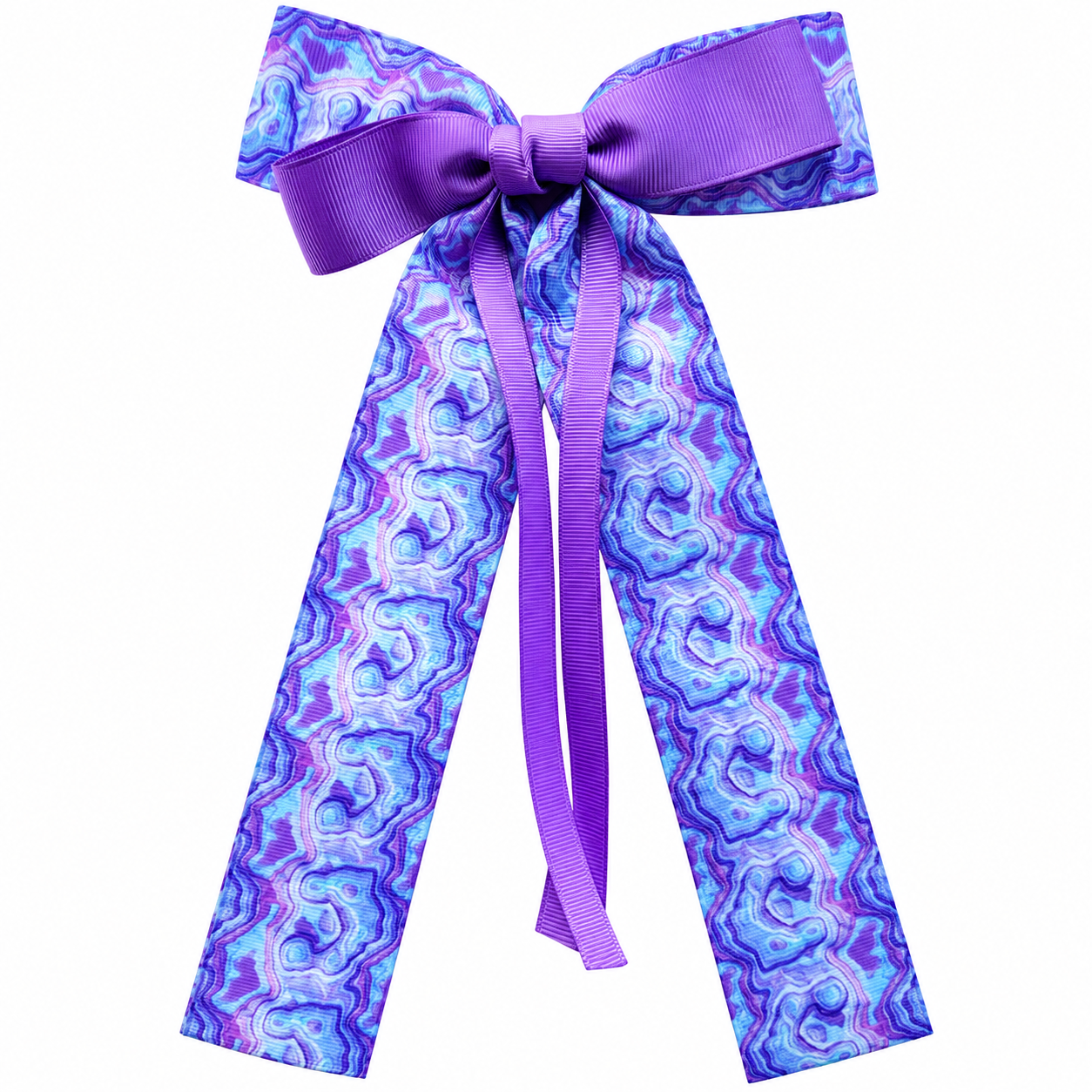 Jojo Purple Blue Marbled Medium Tail Hair Bow Clip JOJO22