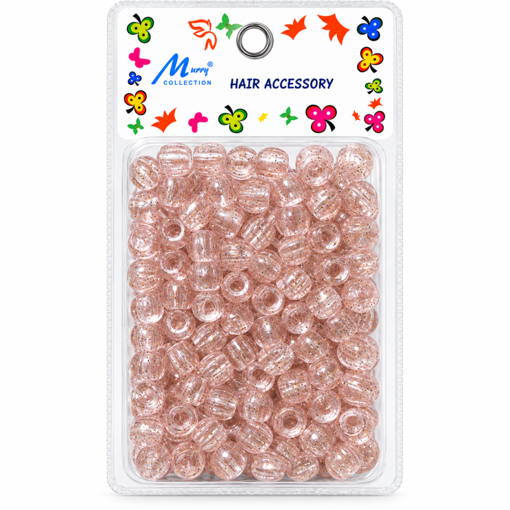 Murry Collection Jumbo Glitter Beads Clear Orange – #MET6