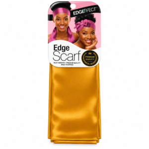Golden Satin Edge Scarf with Pink Edgeffect Packaging – Silky Smooth Multi-Purpose Hair Scarf