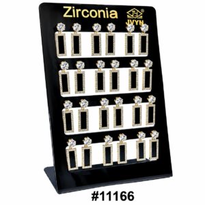 Zirconia black jewelry display stand with rectangular crystal drop earrings