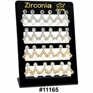 irconia black jewelry display stand with crystal pearl drop earrings