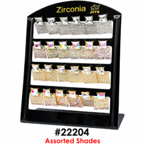 Zirconia assorted shade crystal earrings display stand with square rhinestone earrings on black board #22204