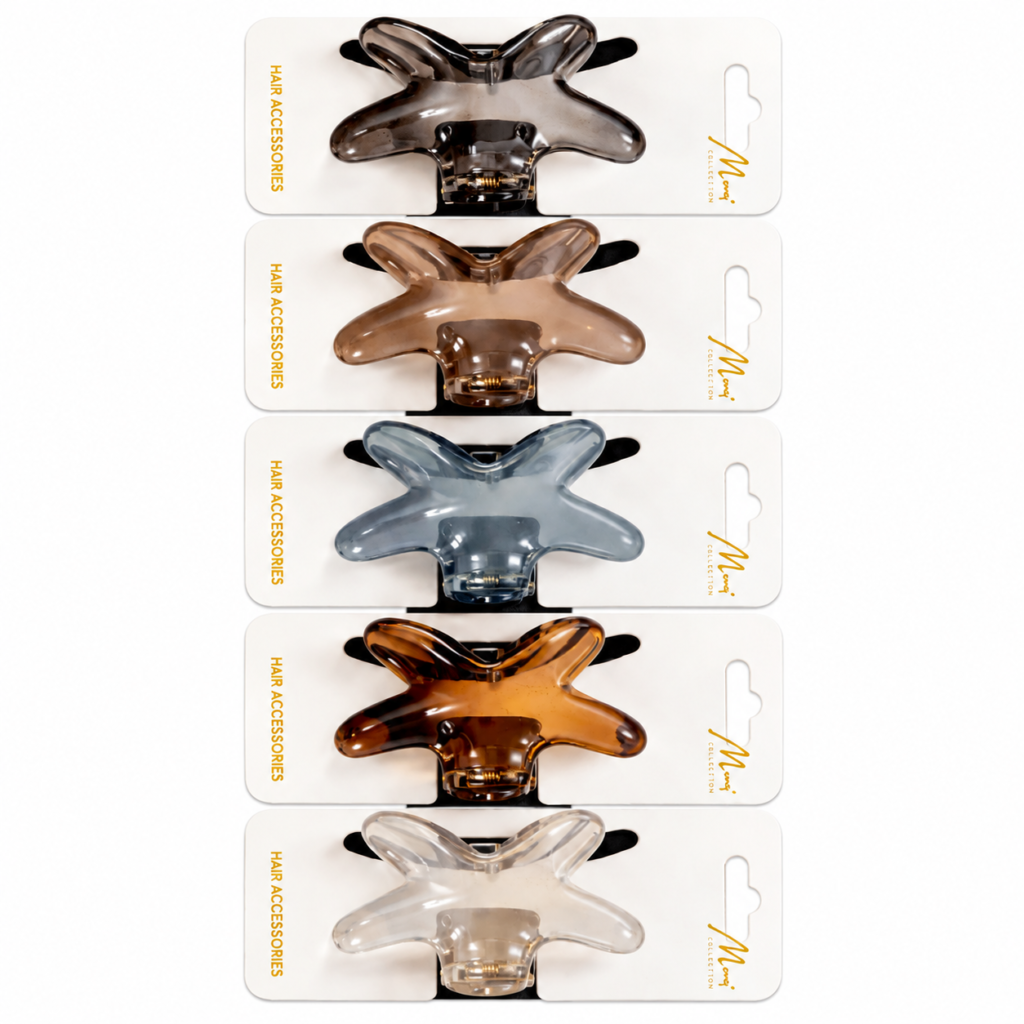 Jaw Clip Medium Mix Colour Star Shape 5 Pcs #CL916