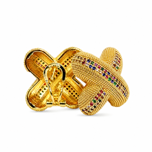 Earring Gold 1 Colour Cross Shape #9720
