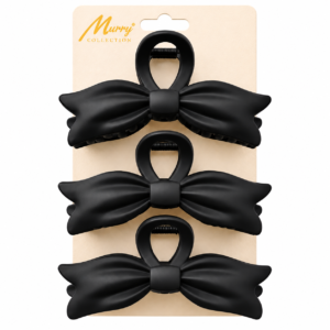 Jaw Clip 3pc On Card Large Bow Style Black Mate #CL1104BLK