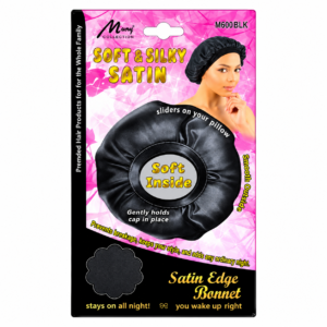 Murry Collection Soft & Silky Satin Edge Bonnet in black with soft inside and smooth outside