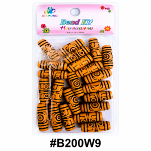 Diamond Bead Kit Hair Accessories Set with Orange Pattern Beads #B200W9 on white background