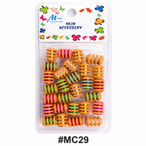 #MC29 colorful spiral hair accessory beads pack in clear packaging on white background