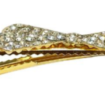 Fashion Jewelry, Gold Bow Hair Clips with Crystal Embellishments #HC223