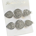 Fashion Jewelry, Silver Rhinestone Teardrop Hair Clips #HC227