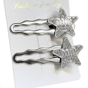 Fashion Jewelry, Silver Star Rhinestone Hair Clips #HC224