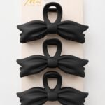 Jaw Clip 3pc On Card Large Bow Style Black Mate #CL1104BLK