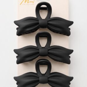 Jaw Clip 3pc On Card Large Bow Style Black Mate #CL1104BLK