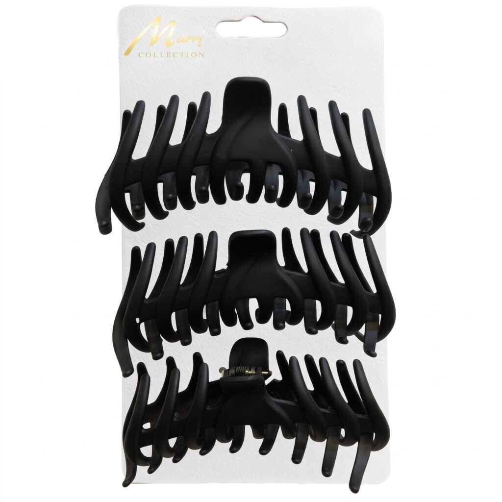 Jaw Clip 3 pc On Card Large Black Mate #CL990