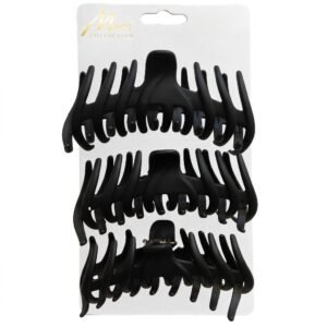 Jaw Clip 3 pc On Card Large Black Mate #CL990