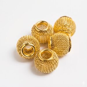 Gold Mesh Hair Rings & Beads Collection – Premium Metallic Hair Braiding Accessories #6061GOL