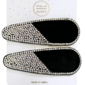 Handmade, Black Velvet Hair Clips with Crystal Embellishments #HP906