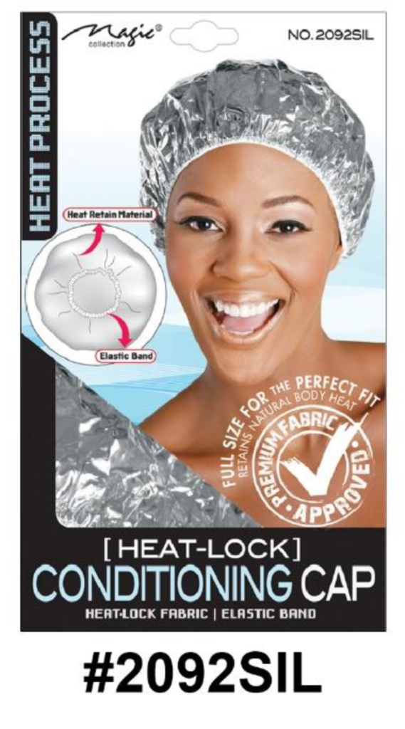 Heat-Lock Conditioning Cap in Silver (#2092SIL) with Heat-Retain Fabric and Elastic Band for Enhanced Hair Care.