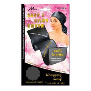Satin Wrapping ScarfBlack - Soft Silky Hair Protection # m1170b