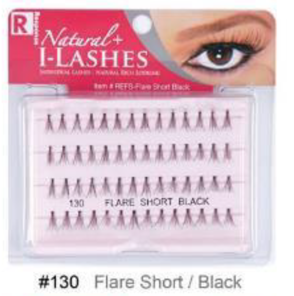 R Natural+ I-Lashes - #130 Flare Short Black Knot-Free Flare Individual Lashes for Natural Definition