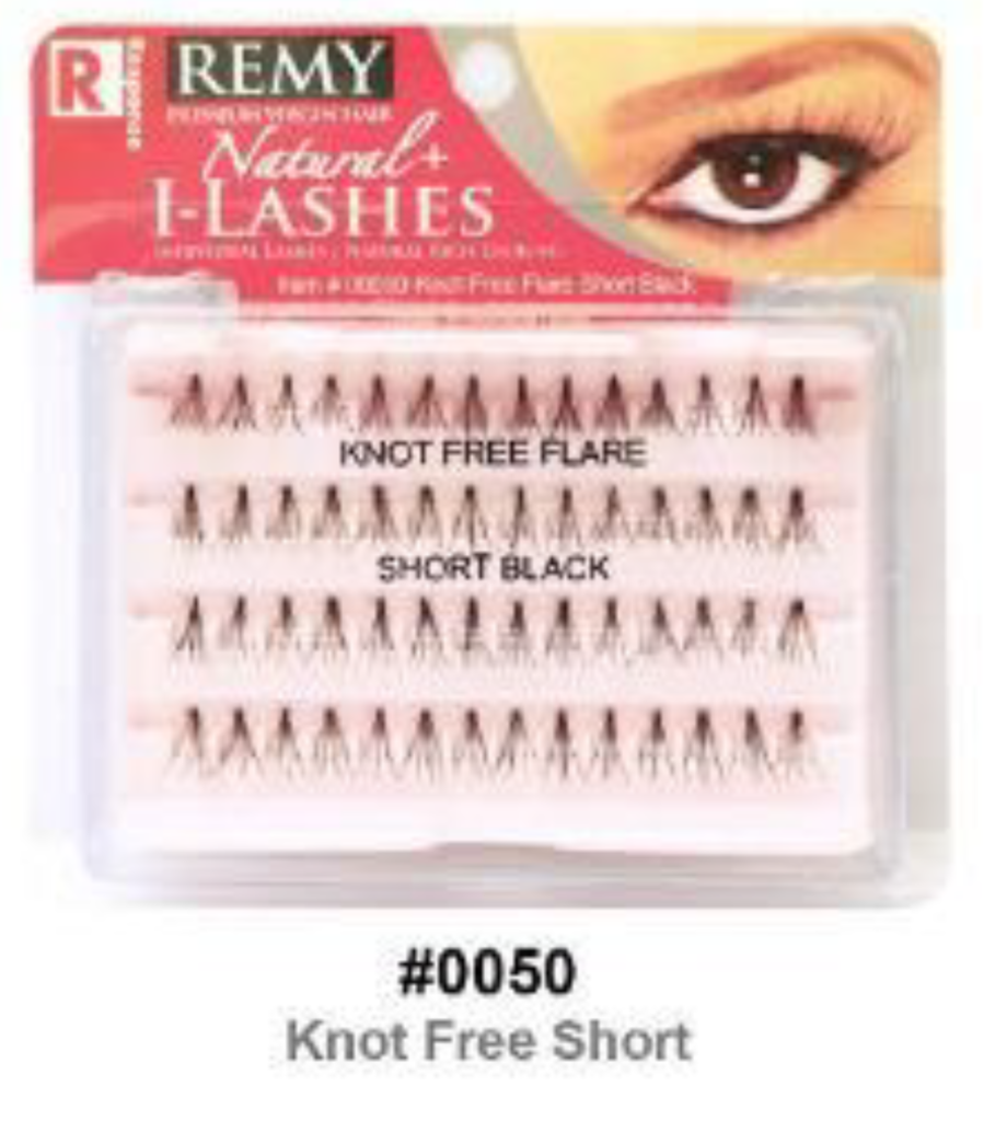 Remy Natural+ I-Lashes - #0050 Knot Free Short Black Customizable Short-Length Lashes for Natural Beauty
