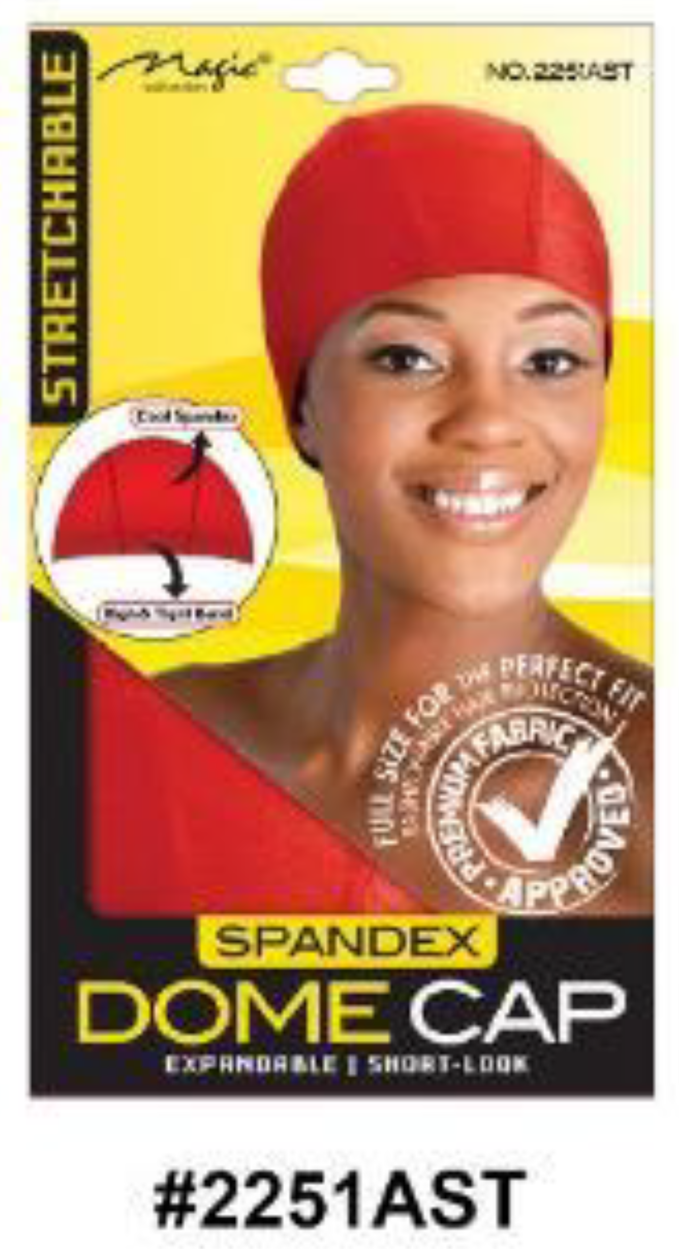 Spandex Dome Cap - Stretchable Short-Look - #2251BLA, #2251AST, #2251WHI, & #2251NAT - Image 4