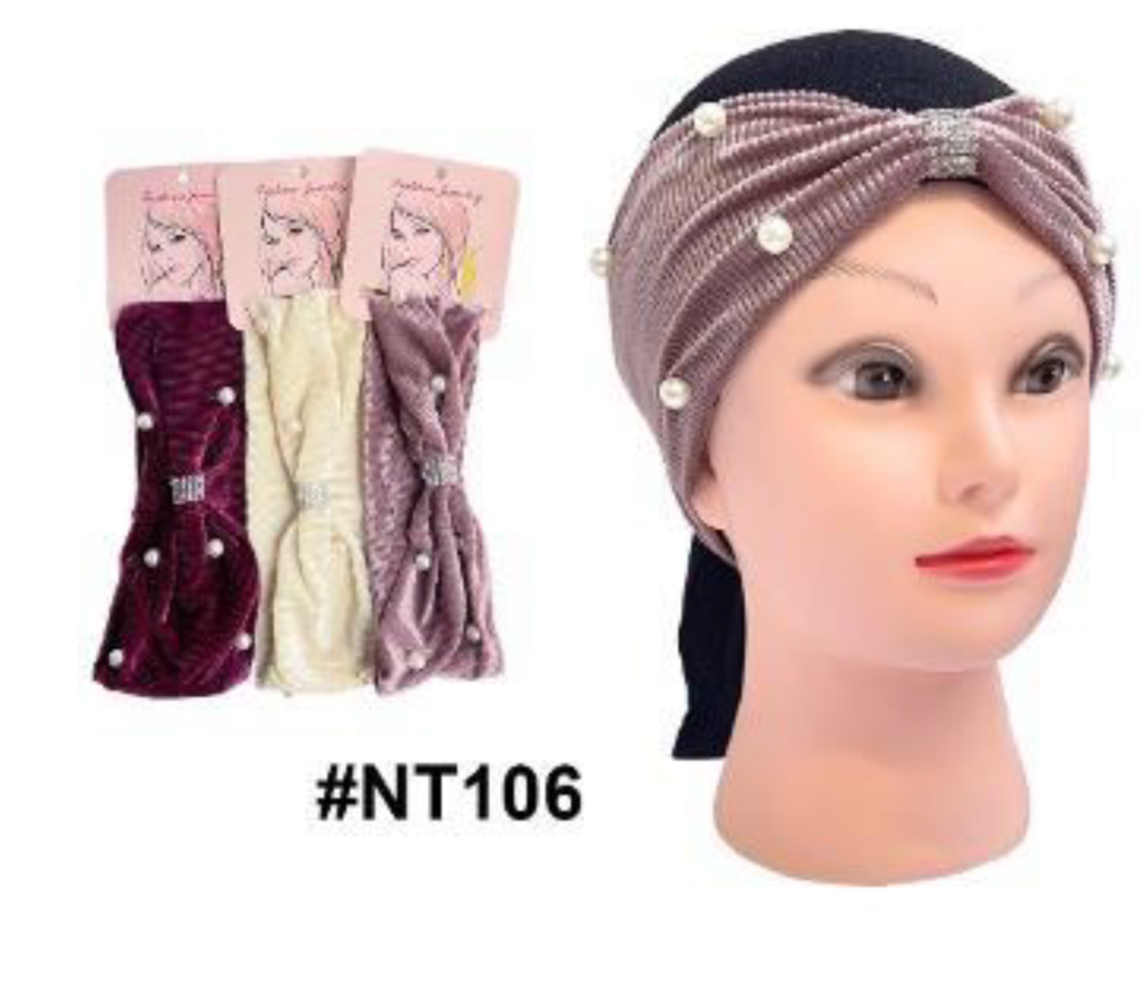 Velvet Pearl Embellished Twist Turban - #NT106 - Elegant Hair Accessory