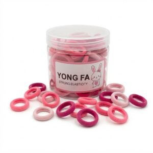 Hair Elastics Jar -Pink Strong Elasticity Small Hair Ties Bobbles for Women & Girls #TP81PINK