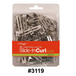 Magic Collection brand retail blister packaging containing 80 count (80ct) of "Slide-In Curl CLIPS"