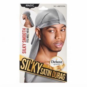Silky Satin Durag in Grey for hair care and style