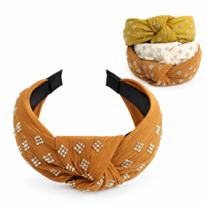Fancy mixed colour twisted headband with decorative stone detail hair accessory