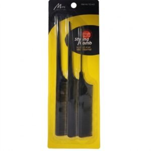 Murry Collection 3 piece black pin tail comb set for hair styling and sectioning
