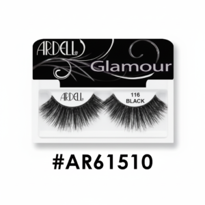Ardell Glamour 116 Black false eyelashes in original retail packaging on a white background.