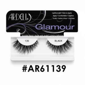 Ardell Glamour 135 black false eyelashes AR61139 in original retail packaging on a white background