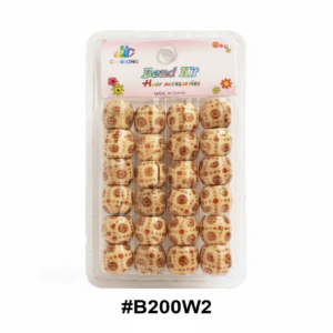 Bead Fit, Decorative Hair Beads, #B200W2, Beige Floral Pattern