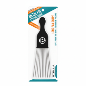Stella Collection Metal Pik Styling Comb - Long Pan Shape (#2411) Professional-Grade Comb for Seamless Hair Styling and Volume
