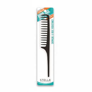Stella Collection Extra Long Bone Tail Styling Comb, Black - Chemical and Heat Resistant (#2420)
