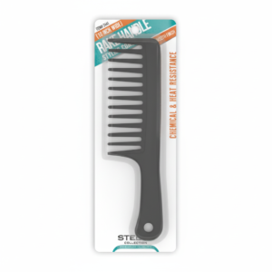 Stella 10-Inch Wide Rake Handle Styling Comb - Black (#2441) Chemical & Heat Resistant with Smooth Finish