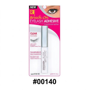 A centered product photograph of a blister-packaged clear eyelash adhesive set against a pure white background