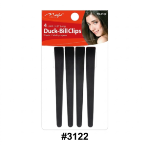 Magic Collection brand retail packaging for a 4-pack of black duck-bill hair clips, item NO. 3122