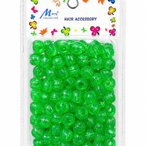 Murry Collection jumbo green glitter hair beads for braids and hair styling