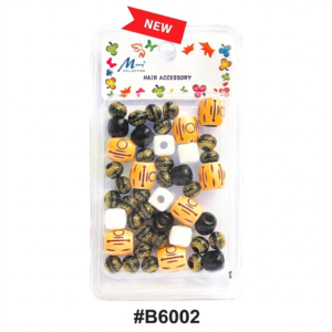 A blister pack displaying an assortment of hair beads from the Mauri Collection. The collection features various beads