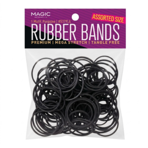 Magic Collection brand (Item #537YLA) retail pack of assorted black rubber hair bands