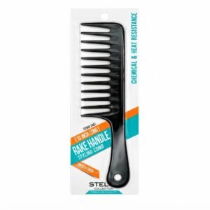 Stella 10-Inch Wide Rake Handle Styling Comb Black #2441