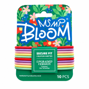 MSMP Bloom 10 PCS colorful elastic hair ties pack with floral green packaging