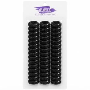Candie Black Spiral Pony Rings 60pc #15021